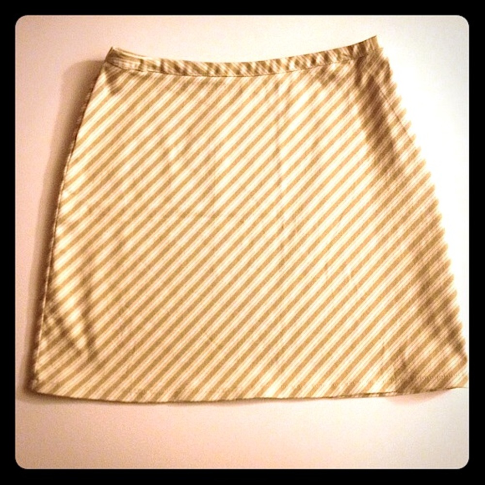 Taupe/Beige/White Stripe Mini Skirt